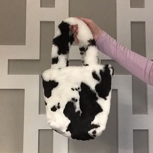 Handmade🐮faux fur cow tote bag